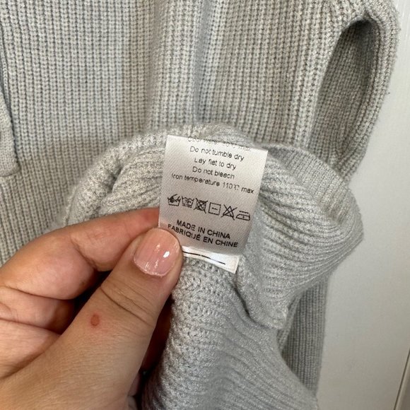 Gray Long Sleeve V-Neck Oversized Ribbed Knit Cozy Relaxed Fit Sweater XL - Picture 9 of 10